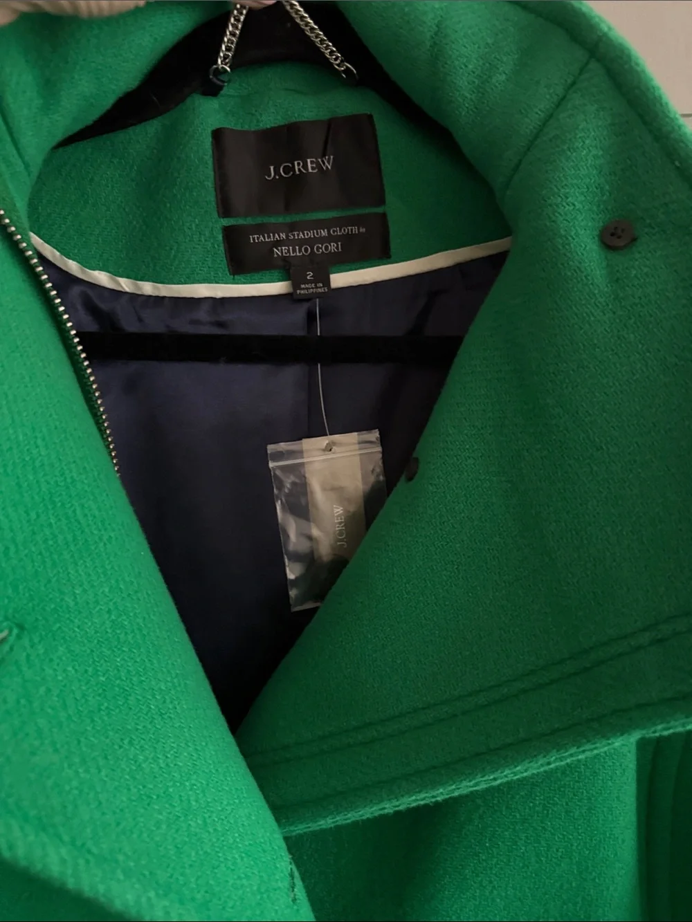 J. Crew Vibrant Green Wool Pea Coat - Picture 2 of 3